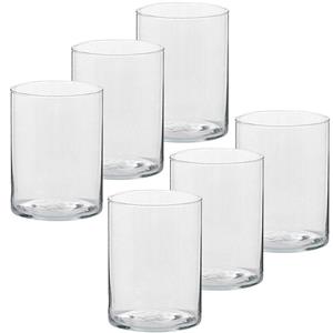 Trend Candles 6x Hoge theelichthouders/waxinelichthouders glas 5,5 x 6,5 cm -
