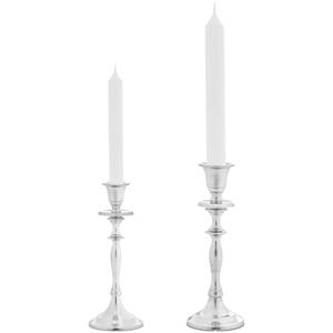 Giftdecor Kaarsen kandelaars set 2x stuks - metaal - voor dinerkaarsen - zilver - H23/H20 cm -