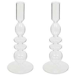 Atmosphera kaarsen kandelaar Murano - 2x - glas - dinerkaarsen - transparant - D9 x H22 cm -