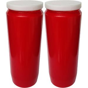 Enlightening Candles Grafkaars/gedenklicht - 2x - rood - 7cm x 20 cm - 9 dagen - Noveenkaars - Gedenkkaars - Graflicht -