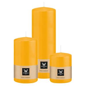 Wiedemann Cilinderkaarsen/stompkaarsen - set van 3 - geel - 6x8/7x13/7x20 cm -