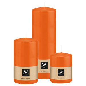 Wiedemann Cilinderkaarsen/stompkaarsen - set van 3 - oranje - 6x8/7x13/7x20 cm -