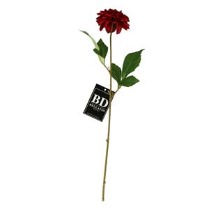Bellatio Design Kunstbloem Dahlia - 50 cm - bordeaux rood - kunst zijdebloemen -