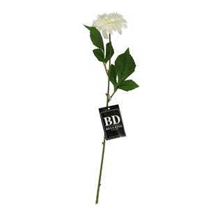 Bellatio Design Kunstbloem Dahlia - 50 cm - creme wit - kunst zijdebloemen -