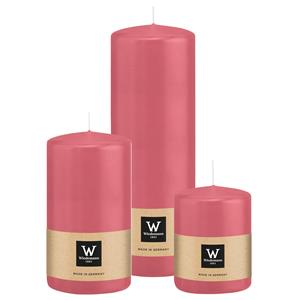 Wiedemann Cilinderkaarsen/stompkaarsen - set van 3 - roze - 6x8/7x13/7x20 cm -