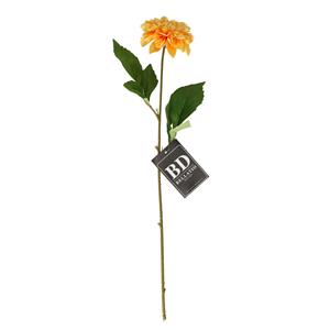 Bellatio Design Kunstbloem Dahlia - 50 cm - lichtgeel - kunst zijdebloemen -