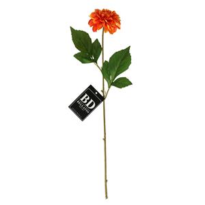 Bellatio Design Kunstbloem Dahlia - 50 cm - oranje - kunst zijdebloemen -