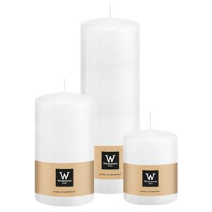 Wiedemann Cilinderkaarsen/stompkaarsen - set van 3 - wit - 6x8/7x13/7x20 cm -