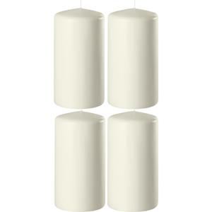 Enlightening Candles 4x Ivoorwitte cilinderkaarsen/stompkaarsen 6 x 8 cm 27 branduren -