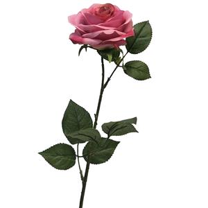 Bellatio Design Kunstbloem Roos Dijon - 64 cm - donker roze - kunst zijdebloemen -