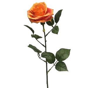 Bellatio Design Kunstbloem Roos Dijon - 64 cm - oranje - kunst zijdebloemen -
