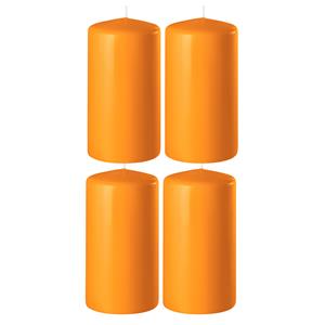 Enlightening Candles 4x Oranje cilinderkaarsen/stompkaarsen 6 x 8 cm 27 branduren -