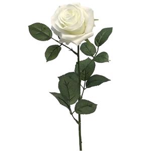 Bellatio Design Kunstbloem Roos Dijon - 64 cm - wit - kunst zijdebloemen -