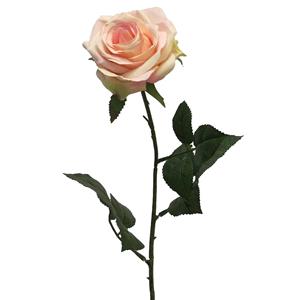Bellatio Design Kunstbloem Roos Dijon - 64 cm - zacht roze - kunst zijdebloemen -