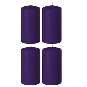 Enlightening Candles 4x Paarse cilinderkaarsen/stompkaarsen 6 x 8 cm 27 branduren -