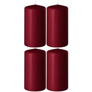 Enlightening Candles 4x Bordeauxrode cilinderkaarsen/stompkaarsen 6 x 8 cm 27 branduren -