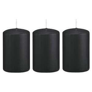Trend Candles 4x Zwarte cilinderkaars/stompkaars 5 x 8 cm 18 branduren -