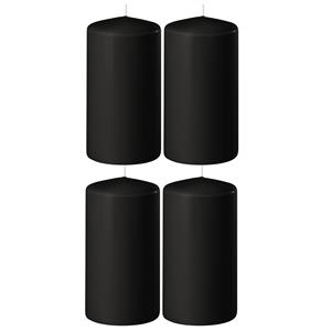 Enlightening Candles 4x Zwarte cilinderkaarsen/stompkaarsen 6 x 8 cm 27 branduren -