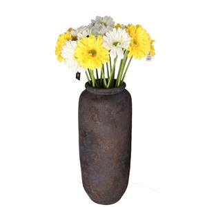 DK Design Kunstbloemen boeket Gerbera - 8x - 72 cm - geel/wit - real touch - kunst zijdebloem -