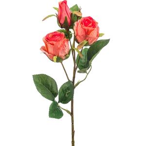 Emerald Kunstbloem Roos tak - cm - koraal roze - Kunst zijdebloemen -