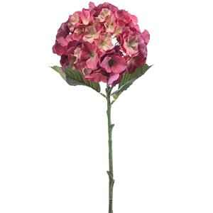 Emerald Kunstbloem Hortensia tak - 50 cm - fuchsia - kunst zijdebloemen - decoratie - hydrangea -
