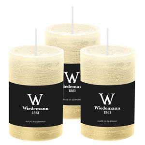 Wiedemann Cilinderkaars/stompkaars - 3x - rustieke kaars - creme wit - 6 x 9 cm - 30 branduren -
