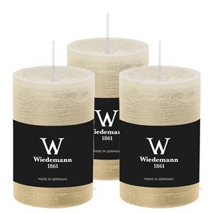 Wiedemann Cilinderkaars/stompkaars - 3x - rustieke kaars - ivoorwit - 6 x 9 cm - 30 branduren -