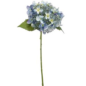 Emerald Kunstbloem Hortensia tak - 50 cm - licht blauw - kunst zijdebloem - Hydrangea - decoratie bloem -
