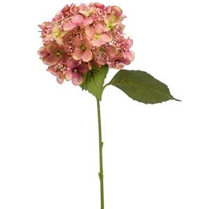 Emerald Kunstbloem Hortensia tak - 50 cm - oud roze - kunst zijdebloem - Hydrangea - decoratie bloem -