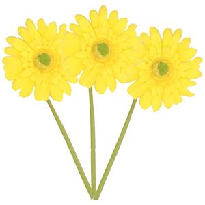 DK Design Kunstbloem Gerbera - 3x - 72 cm - geel - Real Touch - kunst zijdebloemen -