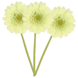 DK Design Kunstbloem Gerbera - 3x - 72 cm - lichtgroen - Real Touch - kunst zijdebloemen -