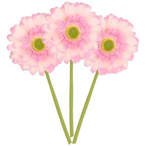 DK Design Kunstbloem Gerbera - 3x - 72 cm - lichtroze - Real Touch - kunst zijdebloemen -