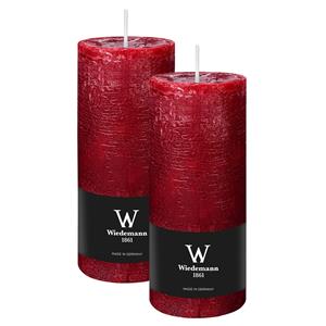 Wiedemann Cilinderkaars/stompkaars - 2x - rustieke kaars - bordeauxrood - 7 x 16 cm - 66 branduren -
