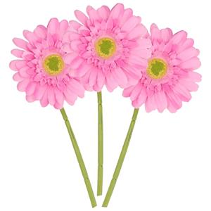 DK Design Kunstbloem Gerbera - 3x - 72 cm - roze - Real Touch - kunst zijdebloemen -