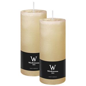 Wiedemann Cilinderkaars/stompkaars - 2x - rustieke kaars - creme wit - 7 x 16 cm - 66 branduren -