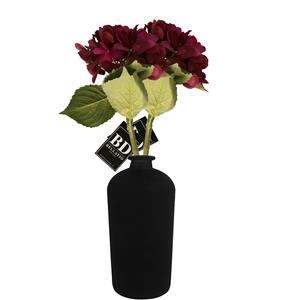 Bellatio Design Kunstbloem Hortensia tak - 2x - bordeaux rood - cm - losse steel - Kunst zijdebloemen - hydrangea -