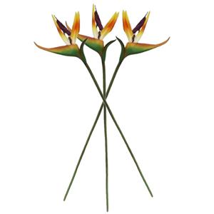 Merkloos Kunstbloem Strelitzia - 3x - 62 cm - losse tak - kunst zijdebloem - Paradijsvogelplant - decoratie -