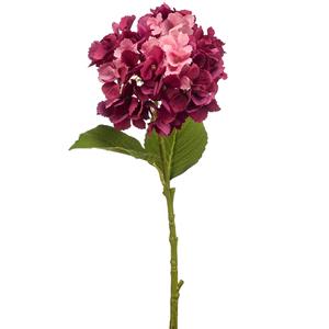 Emerald Kunstbloem Hortensia tak - 52 cm - fuchsia - Real Touch - hydrangea - kunst zijdebloemen -