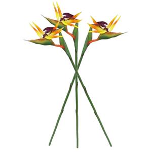 Merkloos Kunstbloem Strelitzia - 3x - 81 cm - losse tak - kunst zijdebloem - Paradijsvogelplant - decoratie -
