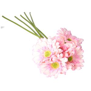 DK Design Kunstbloem Gerbera - 5x - 72 cm - lichtroze - Real Touch - kunst zijdebloemen -