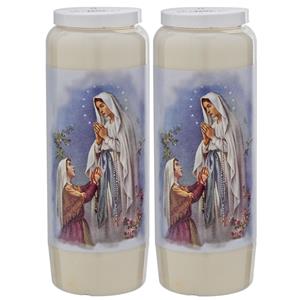 Enlightening Candles Noveenkaars - 2x - wees gegroet - wit - met gebed - 6 x 18 cm - 9 dagen - kaarsen -