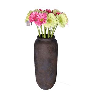 DK Design Kunstbloemen boeket Gerbera - 8x - 72 cm - lichtgroen/fuchsia - real touch - kunst zijdebloem -