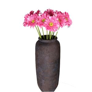 DK Design Kunstbloemen boeket Gerbera - 8x - 72 cm - roze/fuchsia - real touch - kunst zijdebloem -