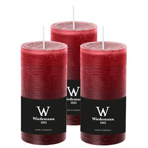 Wiedemann Cilinderkaars/stompkaars - 3x - rustieke kaars - bordeauxrood - 6 x 12 cm - branduren -