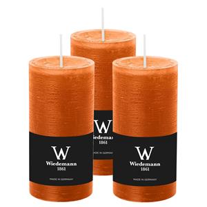 Wiedemann Cilinderkaars/stompkaars - 3x - rustieke kaars - cognac bruin - 6 x 12 cm - branduren -