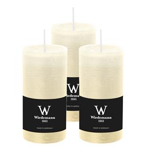 Wiedemann Cilinderkaars/stompkaars - 3x - rustieke kaars - ivoorwit - 6 x 12 cm - branduren -