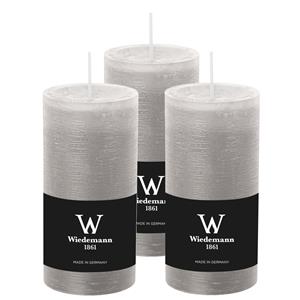 Wiedemann Cilinderkaars/stompkaars - 3x - rustieke kaars - lichtgrijs - 6 x 12 cm - branduren -