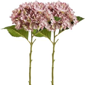 Emerald Kunstbloem hortensia tak - 2x - Annabelle - 52 cm - paars - Kunst zijdebloem - Hydrangea -