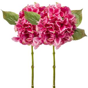 Emerald Kunstbloem hortensia tak - 2x - Challenge - 47 cm - fuchsia - kunst zijdebloem - Hydrangea -