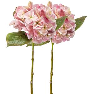 Emerald Kunstbloem hortensia tak - 2x - Challenge - 47 cm - roze - kunst zijdebloem - Hydrangea -